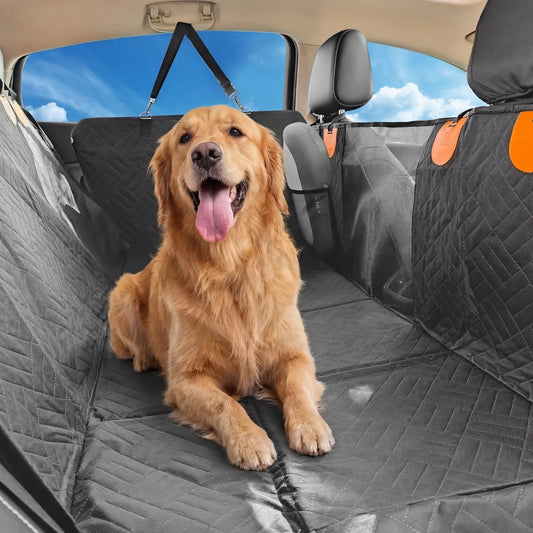 PETZOOKA Hard Bottom Dog Car Seat Cover – Back Seat Extender Hammock for Cars & SUVs, Waterproof Pet Travel Bed with Mesh Window for Dogs