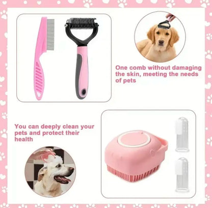 8-in-1 Pet Grooming Kit – Dog & Cat Brush Set with Dematting Comb & Nail Clippers