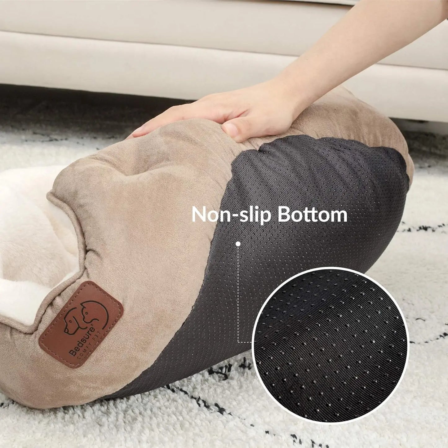 Calming Plush Pet Bed for Dogs & Cats – Ultra-Soft Washable Round Donut Bed with Non-Slip Bottom, Cozy Sleeping Bed for Puppies, Kittens & Small Pets (20")