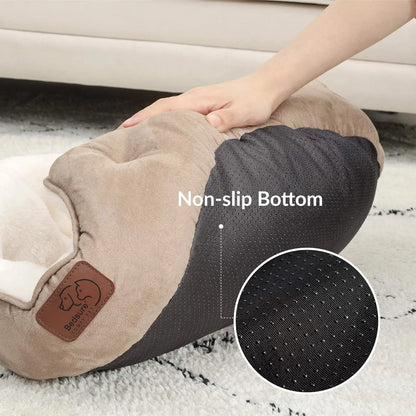 Calming Plush Pet Bed for Dogs & Cats – Ultra-Soft Washable Round Donut Bed with Non-Slip Bottom, Cozy Sleeping Bed for Puppies, Kittens & Small Pets (20")
