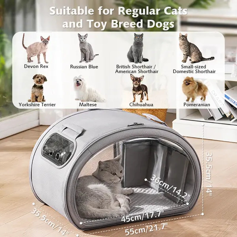 Pecute Pet Cooling House – Portable Cooling Cat & Dog Bed with Bubble Window, Detachable Cooling Mat, Insulated Design, Foldable Travel Pet Shelter for Small Pets