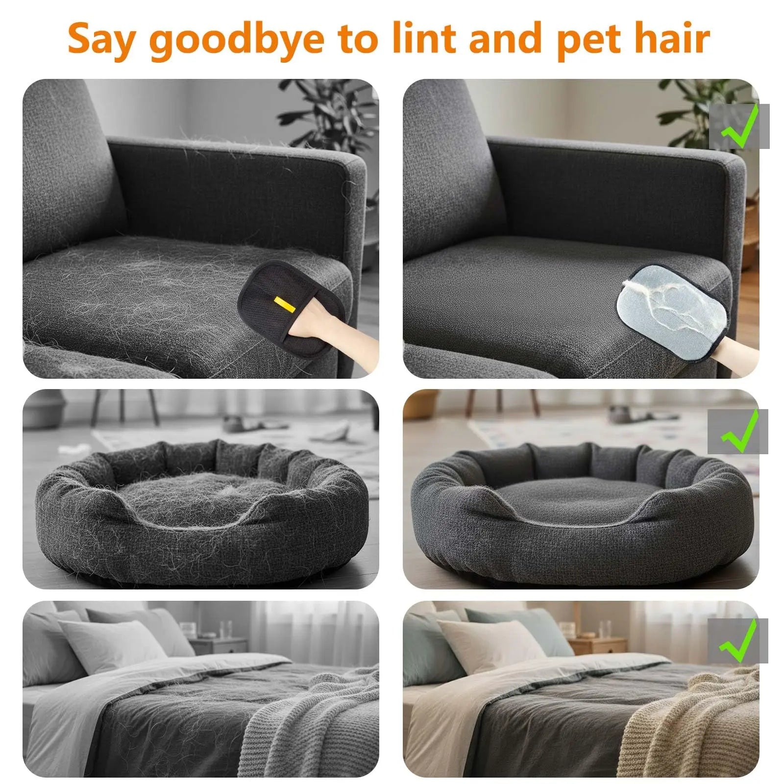 Pet Hair Removal Glove – Reusable Electrostatic Fur Remover for Dogs & Cats, Easy Cleaning Tool for Furniture, Carpets, Clothing & Car Seats