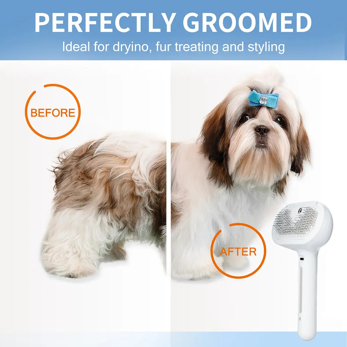Steam Spray Pet Grooming Brush – Self-Cleaning Hair Removal Comb for Dogs & Cats | One-Button Fur Release, Anti-Static Massage Brush