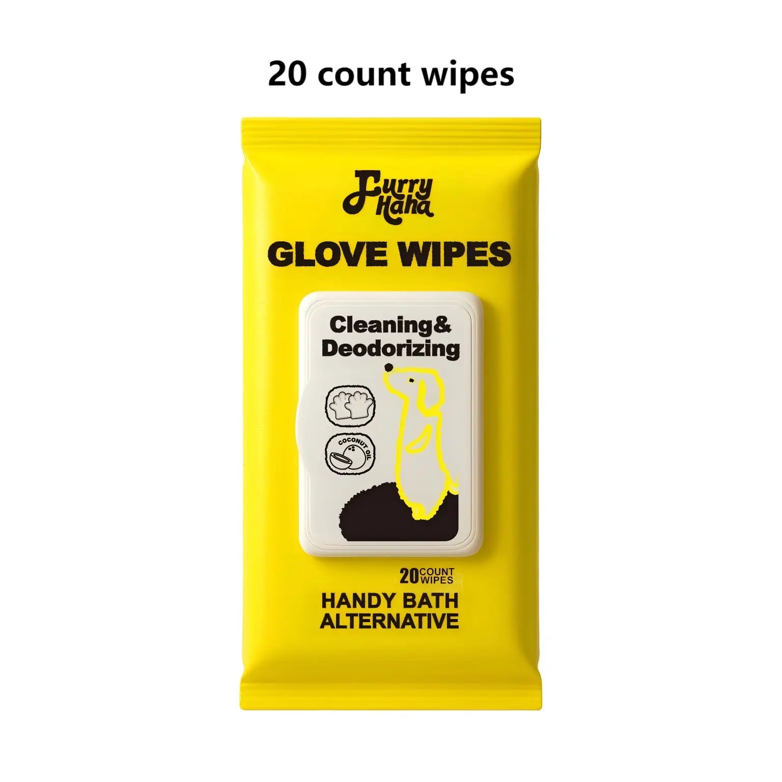 Natural Ingredients PRO Pet Glove Wipes Bathing & Deodorizing No-Rinse Grooming for Dogs & Cats | Extra Thick & Glove-Fit Design Daily Care Traveling | Eco-Friendly 20Pcs Pack Alcohol-Free Hypoallergenic Furry Haha Cleaner Cleaning