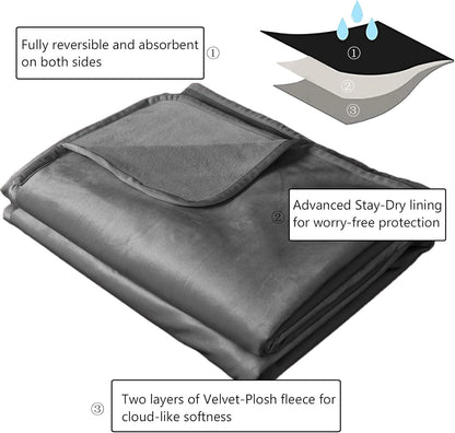 Waterproof Reversible Pet Blanket – Ultra Soft Velvet Dog & Cat Blanket for Sofa, Bed & Furniture Protection | Washable Cozy Throw (40" × 60")