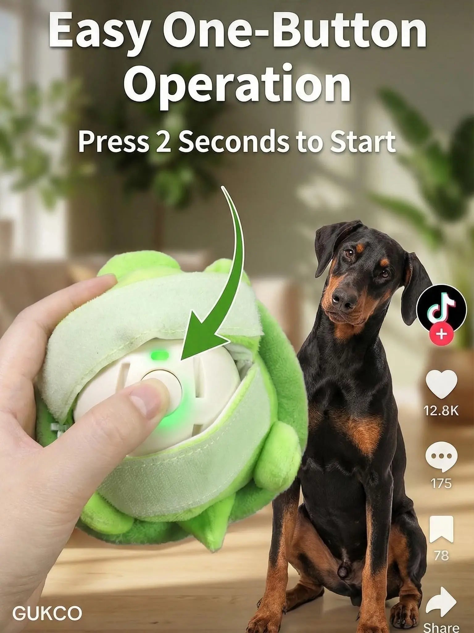 Interactive Automatic Rolling Dog Ball Toy – Motion Activated USB Rechargeable Squeaky Pet Toy for Dogs & Cats | Self-Play Boredom Relief for Indoor & Outdoor Use