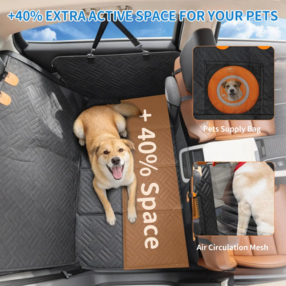 PETZOOKA Hard Bottom Dog Car Seat Cover – Back Seat Extender Hammock for Cars & SUVs, Waterproof Pet Travel Bed with Mesh Window for Dogs