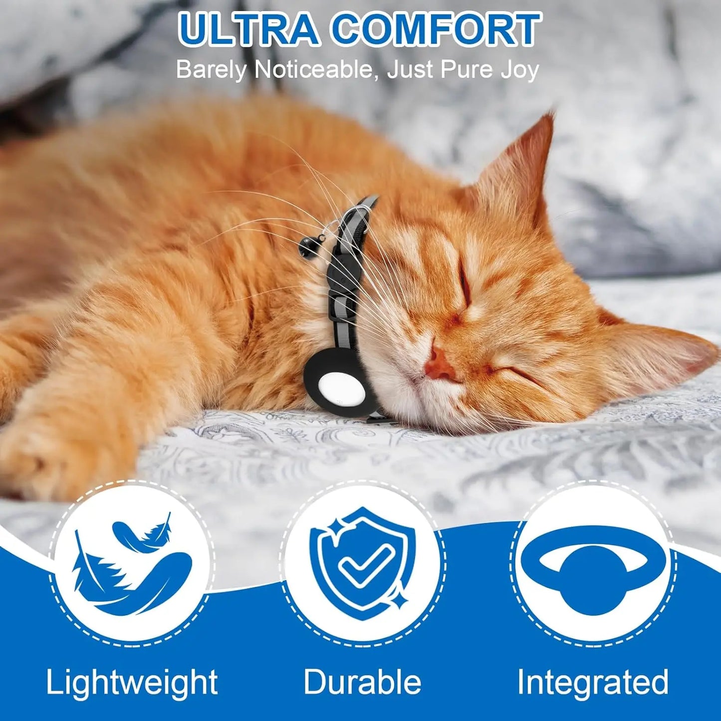 EVERBETTERUS Reflective Breakaway Cat Collar with Bell – Adjustable Safety Kitten Collar Compatible with AirTag GPS Tracker, Lightweight Nylon Pet Collar for Cats & Kittens