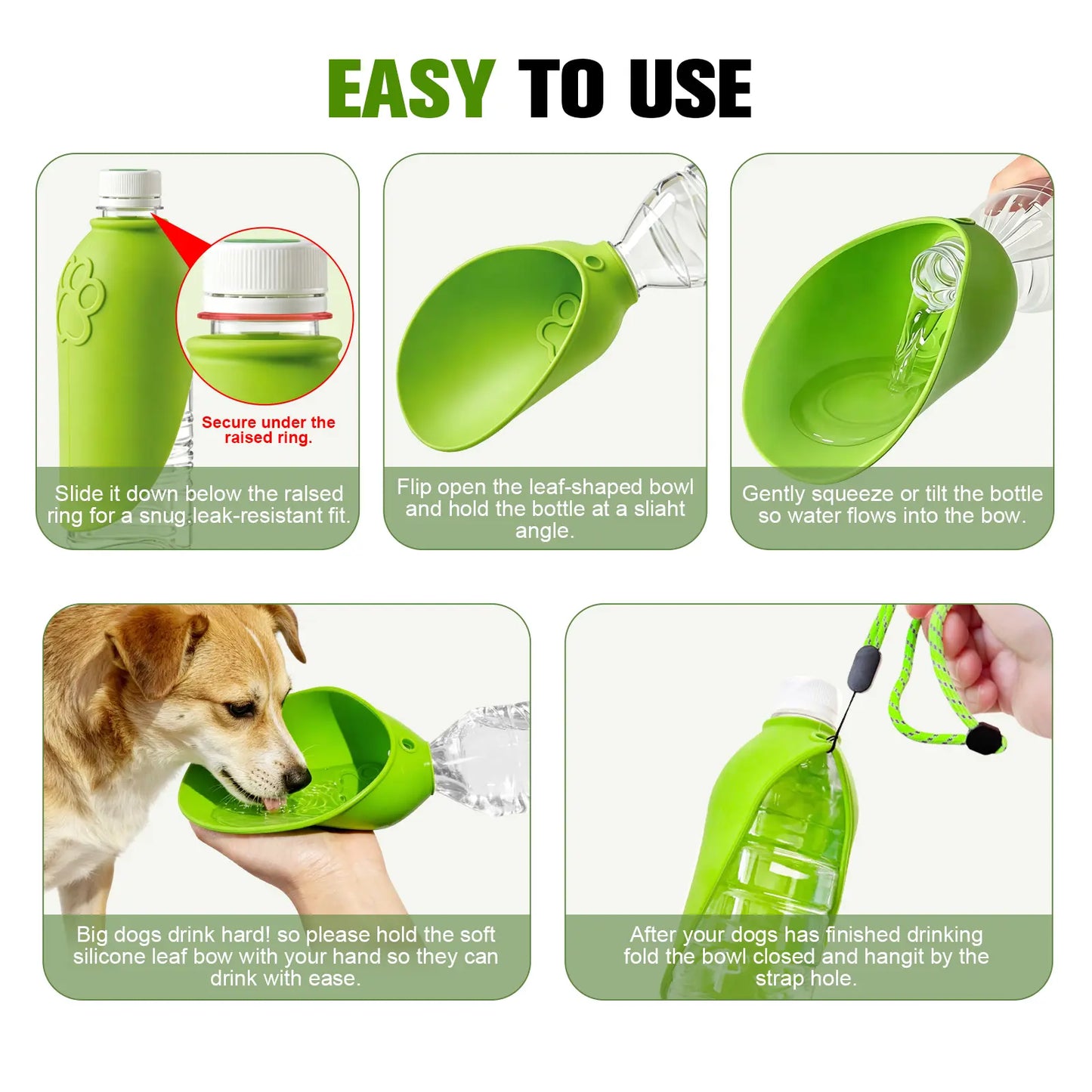Portable Dog Water Bottle – Foldable Leak-Proof Pet Travel Water Dispenser for Walking, Hiking, Camping & Outdoor Adventures