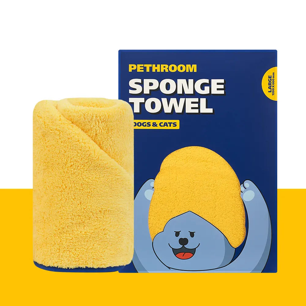 PETHROOM Ultra Absorbent Pet Drying Towel – Large Microfiber Sponge Towel for Dogs & Cats (23.6" x 47.2"), Quick Dry, Super Soft & Highly Absorbent Bath Towel