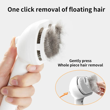 Steam Spray Pet Grooming Brush – Self-Cleaning Hair Removal Comb for Dogs & Cats | One-Button Fur Release, Anti-Static Massage Brush