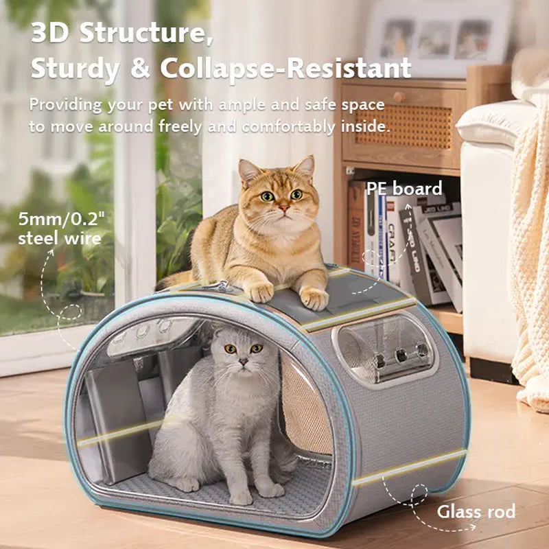 Pecute Pet Cooling House – Portable Cooling Cat & Dog Bed with Bubble Window, Detachable Cooling Mat, Insulated Design, Foldable Travel Pet Shelter for Small Pets
