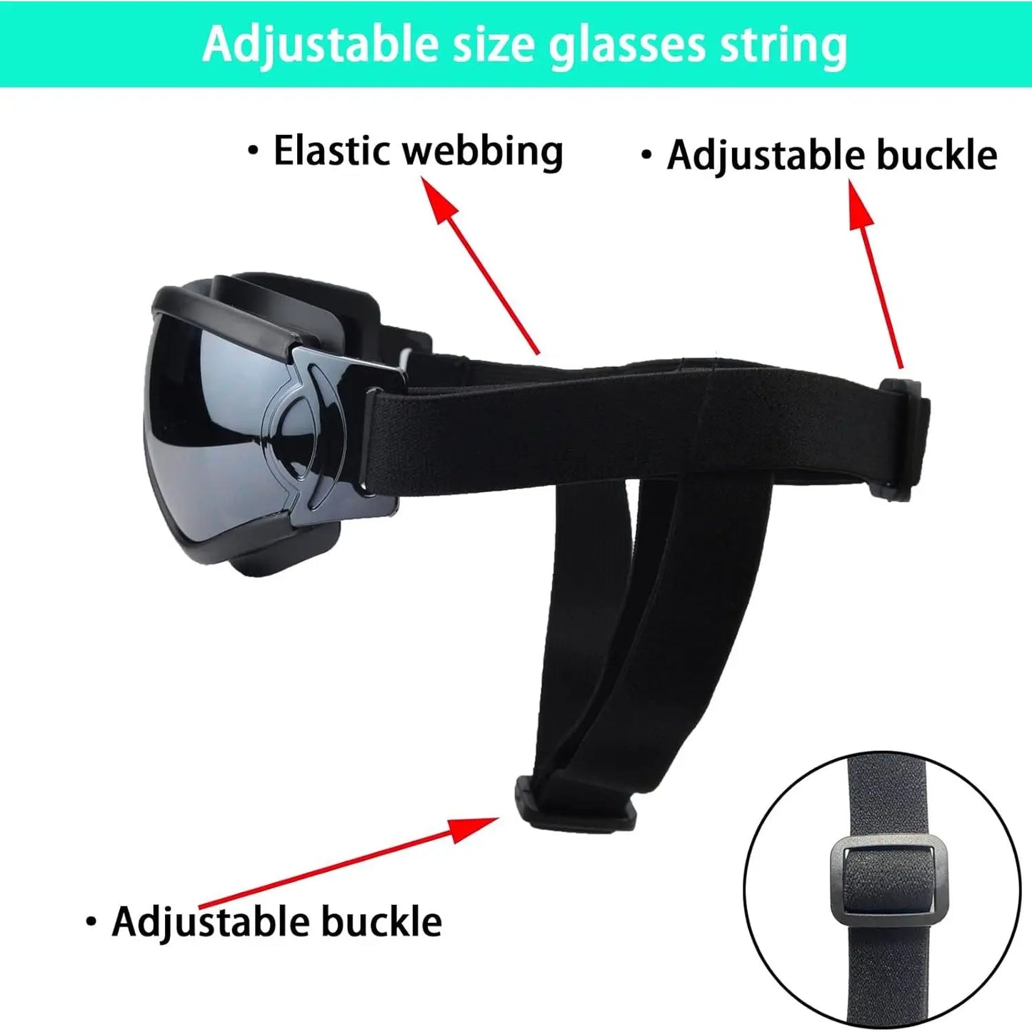 Dog Goggles with UV Protection – Adjustable Pet Sunglasses for Medium & Large Dogs | Wind, Dust & Snow Eye Protection