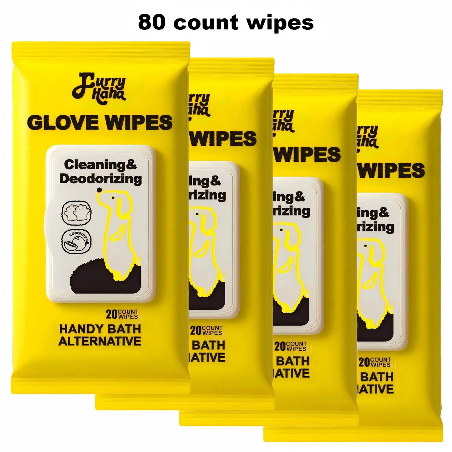 Natural Ingredients PRO Pet Glove Wipes Bathing & Deodorizing No-Rinse Grooming for Dogs & Cats | Extra Thick & Glove-Fit Design Daily Care Traveling | Eco-Friendly 20Pcs Pack Alcohol-Free Hypoallergenic Furry Haha Cleaner Cleaning