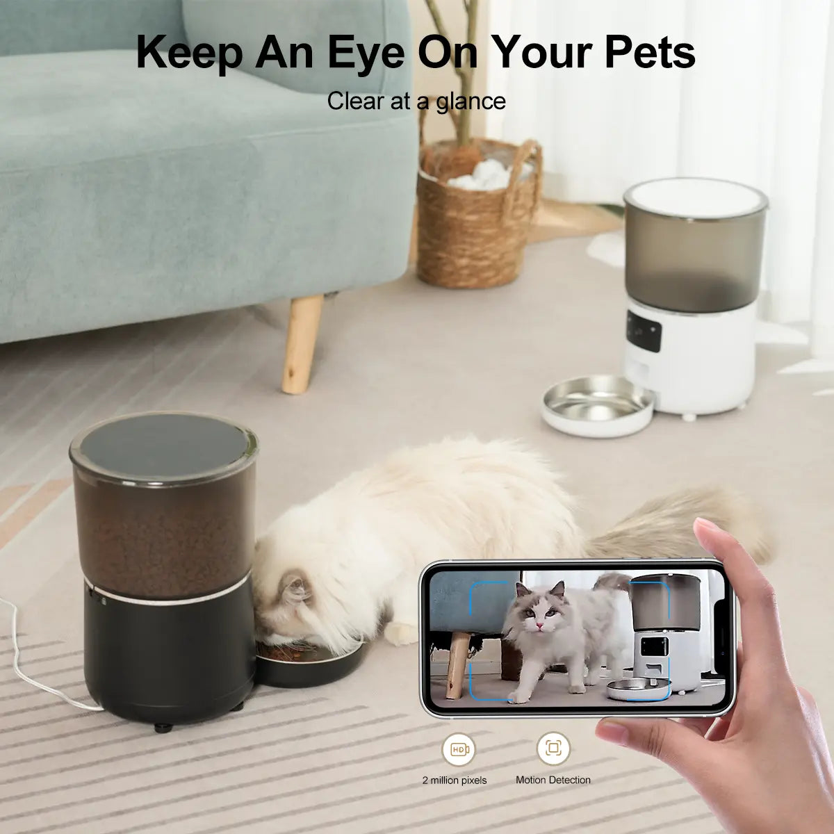 Smart Automatic Pet Feeder with 1080P HD Camera & WiFi – 4L Timed Food Dispenser for Cats & Dogs | Two-Way Audio, Night Vision & Custom Meal Scheduling