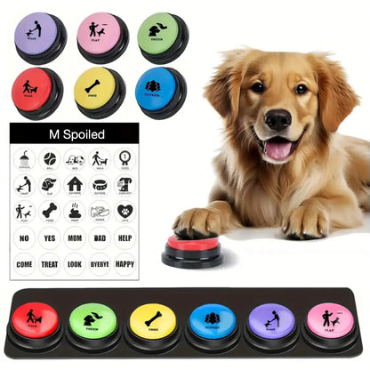 6-Pack Recordable Pet Communication Buttons – Voice Recording Training Buttons for Dogs & Cats, Interactive Talking & Behavior Training Buzzer Set (No Batteries Required)