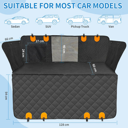 PETZOOKA Hard Bottom Dog Car Seat Cover – Back Seat Extender Hammock for Cars & SUVs, Waterproof Pet Travel Bed with Mesh Window for Dogs
