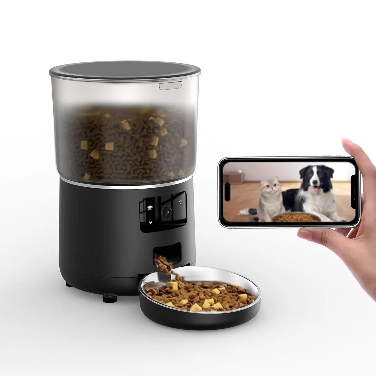 Smart Automatic Pet Feeder with 1080P HD Camera & WiFi – 4L Timed Food Dispenser for Cats & Dogs | Two-Way Audio, Night Vision & Custom Meal Scheduling