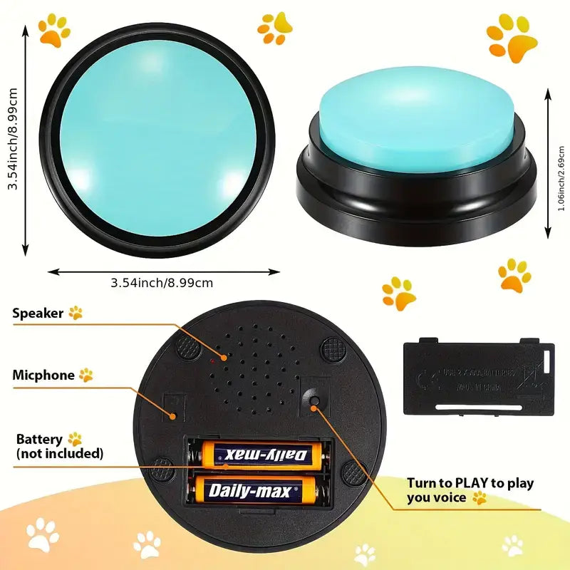 6-Pack Recordable Pet Communication Buttons – Voice Recording Training Buttons for Dogs & Cats, Interactive Talking & Behavior Training Buzzer Set (No Batteries Required)