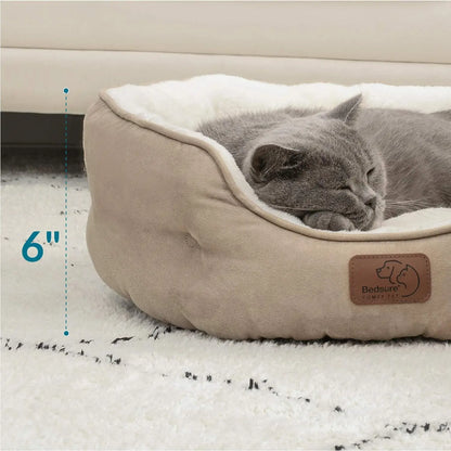 Calming Plush Pet Bed for Dogs & Cats – Ultra-Soft Washable Round Donut Bed with Non-Slip Bottom, Cozy Sleeping Bed for Puppies, Kittens & Small Pets (20")