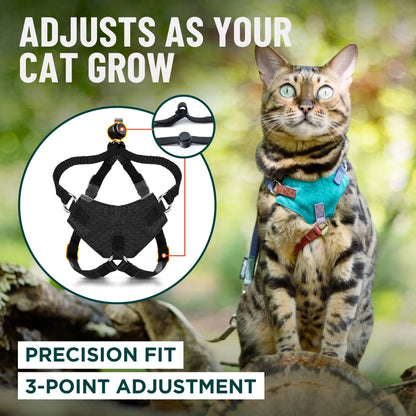 Houdini™ Escape-Proof Cat Harness & Leash Set – Adjustable Anti-Escape Vest Harness for Walking, Training & Outdoor Adventures (Comfort Fit, Secure Buckle Design)