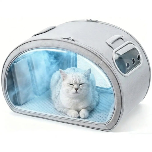 Pecute Pet Cooling House – Portable Cooling Cat & Dog Bed with Bubble Window, Detachable Cooling Mat, Insulated Design, Foldable Travel Pet Shelter for Small Pets