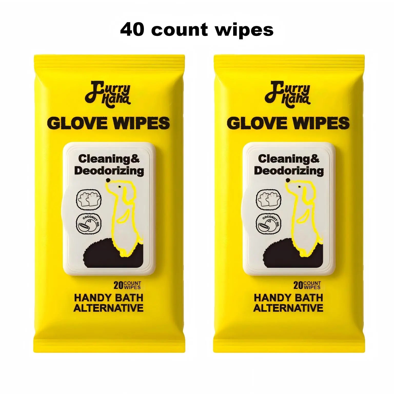Natural Ingredients PRO Pet Glove Wipes Bathing & Deodorizing No-Rinse Grooming for Dogs & Cats | Extra Thick & Glove-Fit Design Daily Care Traveling | Eco-Friendly 20Pcs Pack Alcohol-Free Hypoallergenic Furry Haha Cleaner Cleaning