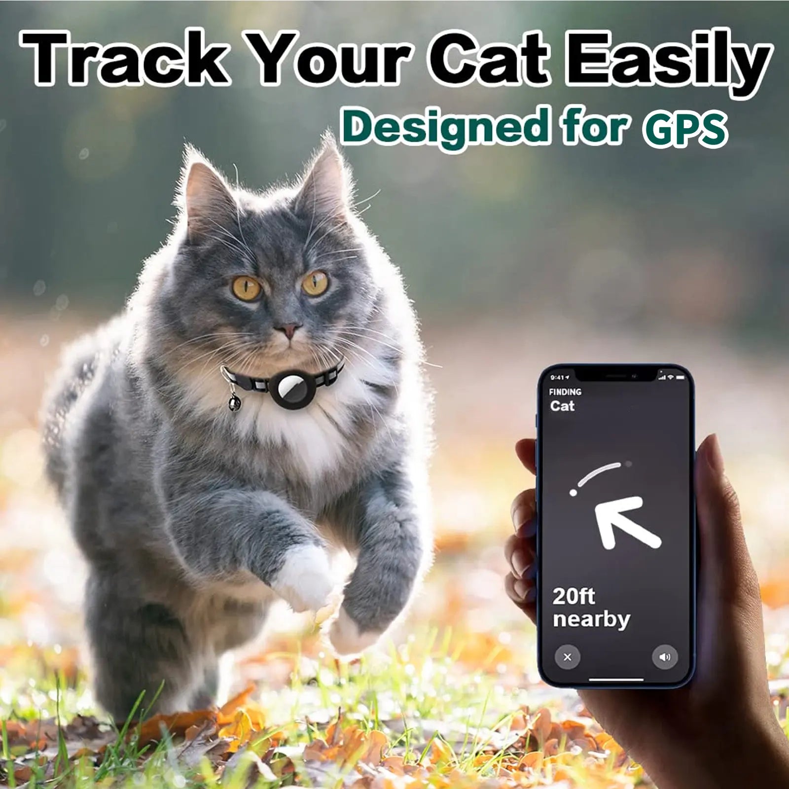 EVERBETTERUS Reflective Breakaway Cat Collar with Bell – Adjustable Safety Kitten Collar Compatible with AirTag GPS Tracker, Lightweight Nylon Pet Collar for Cats & Kittens