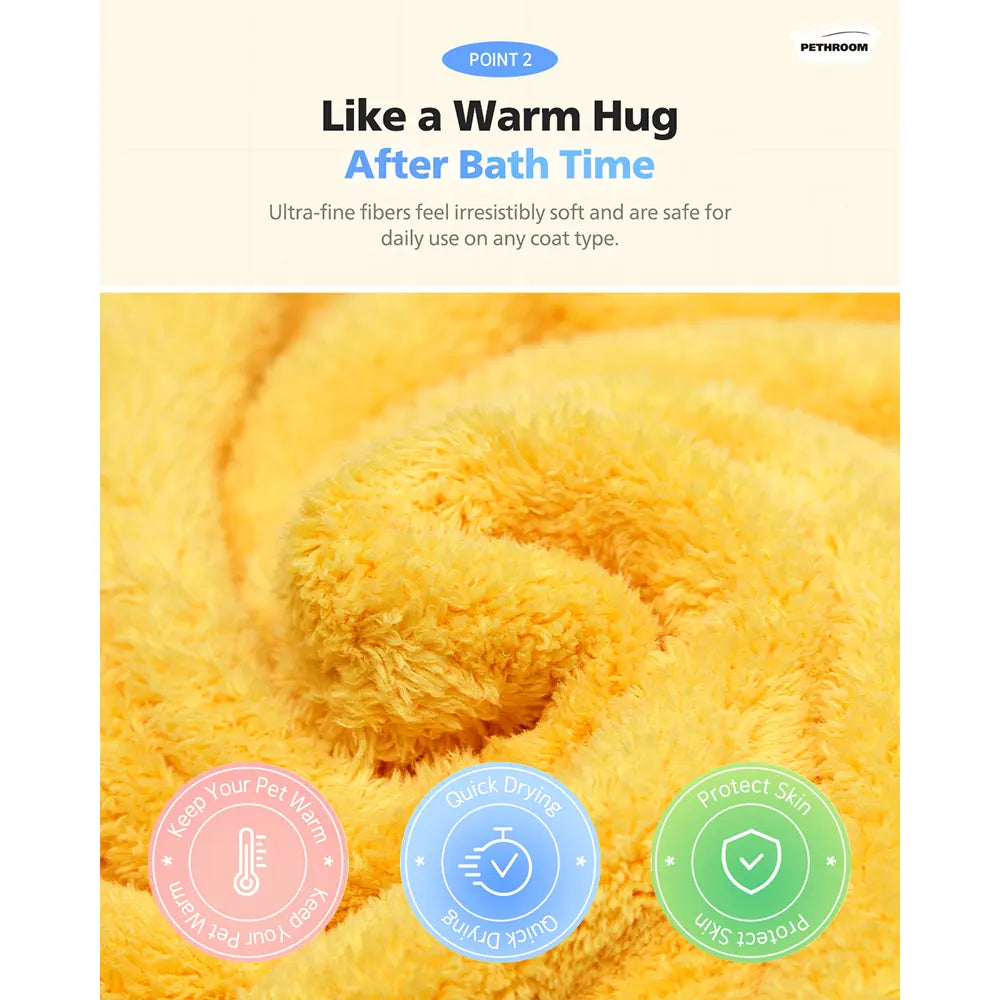 PETHROOM Ultra Absorbent Pet Drying Towel – Large Microfiber Sponge Towel for Dogs & Cats (23.6" x 47.2"), Quick Dry, Super Soft & Highly Absorbent Bath Towel