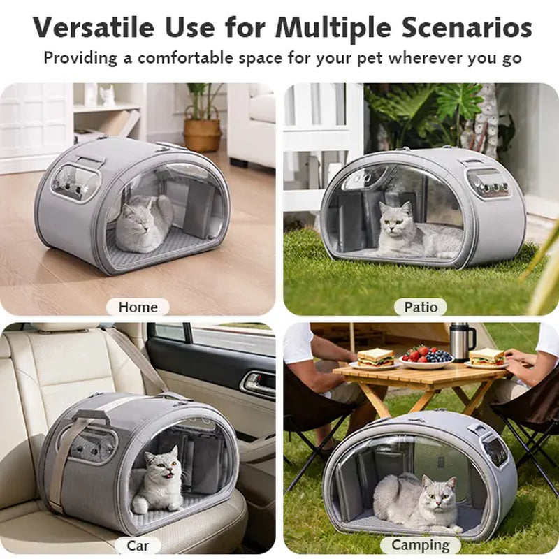 Pecute Pet Cooling House – Portable Cooling Cat & Dog Bed with Bubble Window, Detachable Cooling Mat, Insulated Design, Foldable Travel Pet Shelter for Small Pets