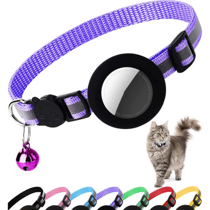 EVERBETTERUS Reflective Breakaway Cat Collar with Bell – Adjustable Safety Kitten Collar Compatible with AirTag GPS Tracker, Lightweight Nylon Pet Collar for Cats & Kittens