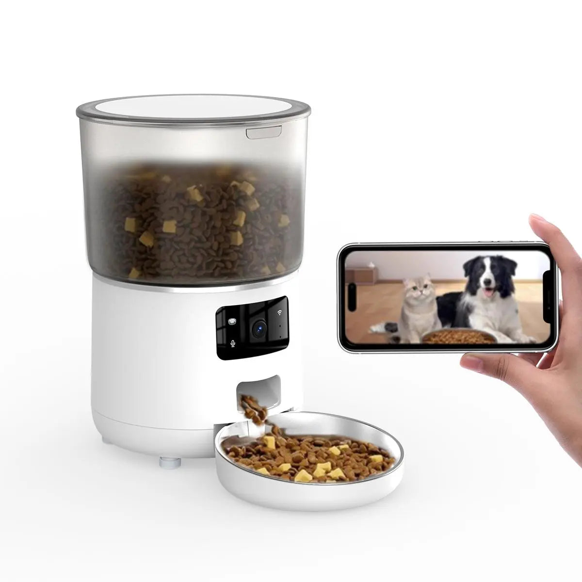 Smart Automatic Pet Feeder with 1080P HD Camera & WiFi – 4L Timed Food Dispenser for Cats & Dogs | Two-Way Audio, Night Vision & Custom Meal Scheduling