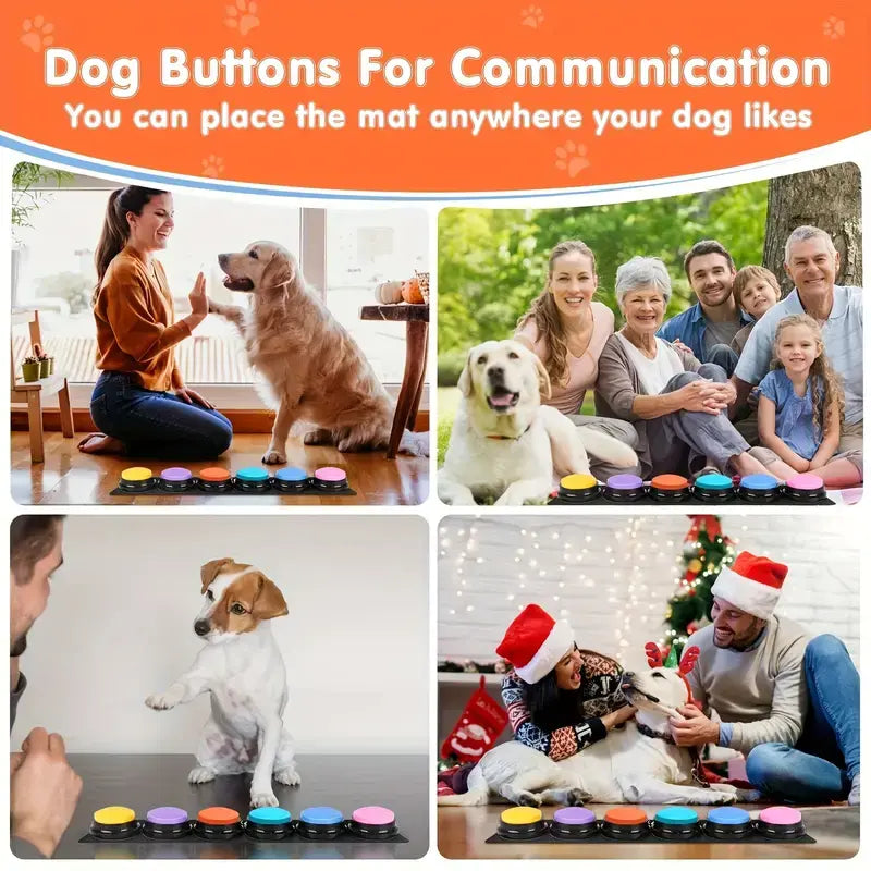 6-Pack Recordable Pet Communication Buttons – Voice Recording Training Buttons for Dogs & Cats, Interactive Talking & Behavior Training Buzzer Set (No Batteries Required)