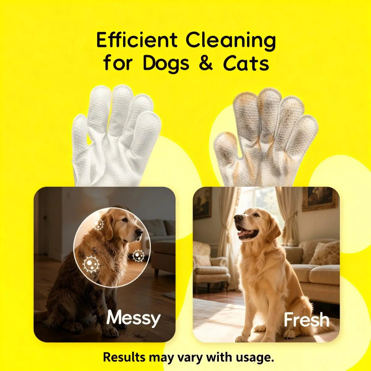 Natural Ingredients PRO Pet Glove Wipes Bathing & Deodorizing No-Rinse Grooming for Dogs & Cats | Extra Thick & Glove-Fit Design Daily Care Traveling | Eco-Friendly 20Pcs Pack Alcohol-Free Hypoallergenic Furry Haha Cleaner Cleaning