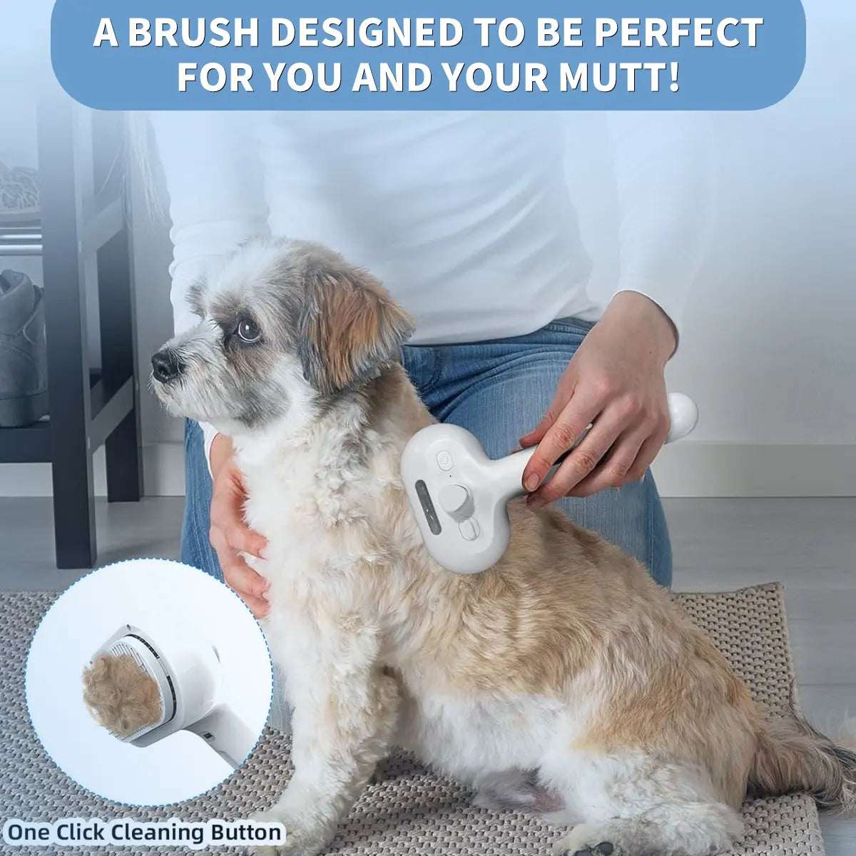 Steam Spray Pet Grooming Brush – Self-Cleaning Hair Removal Comb for Dogs & Cats | One-Button Fur Release, Anti-Static Massage Brush