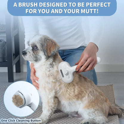 Steam Spray Pet Grooming Brush – Self-Cleaning Hair Removal Comb for Dogs & Cats | One-Button Fur Release, Anti-Static Massage Brush