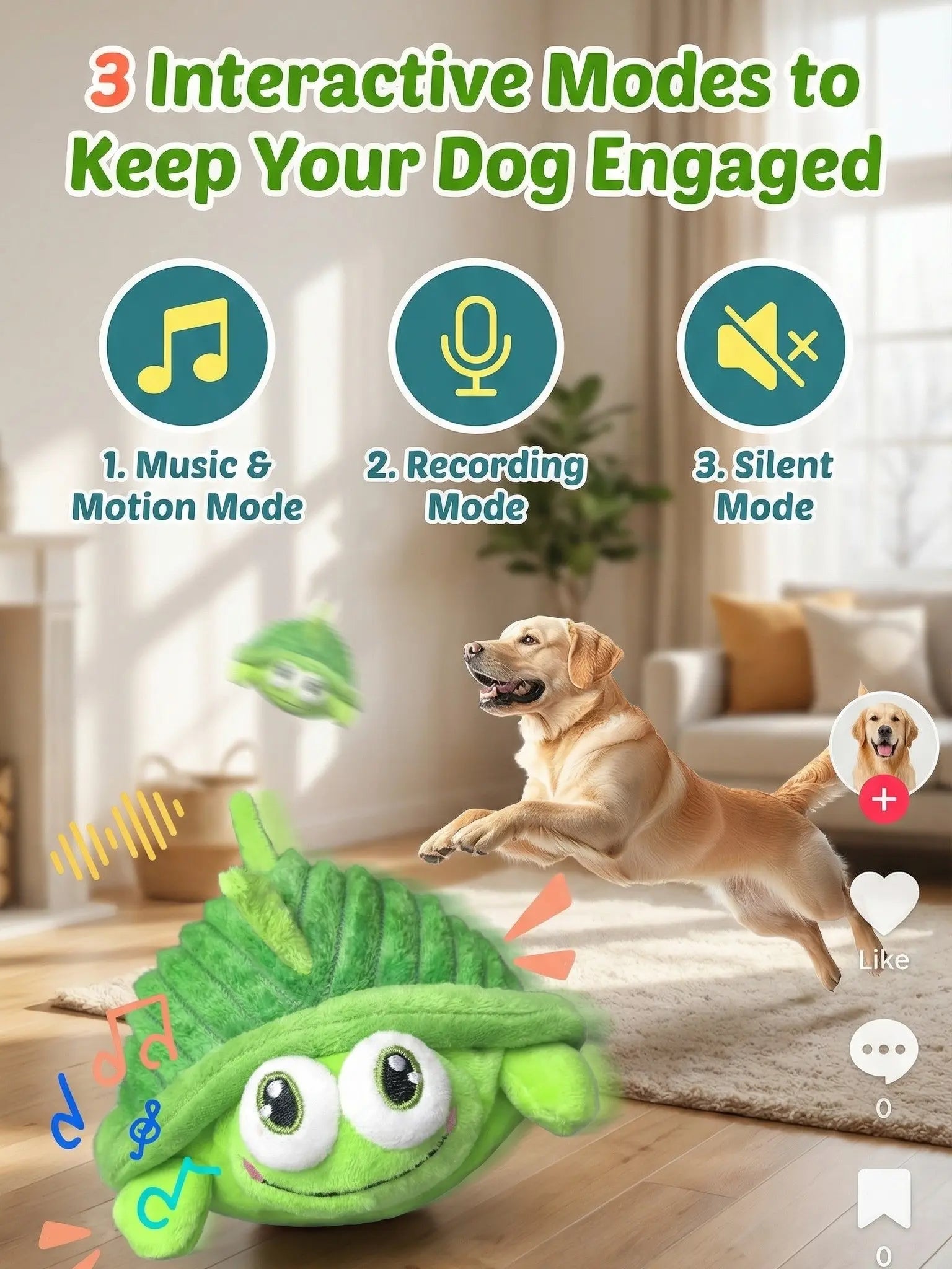 Interactive Automatic Rolling Dog Ball Toy – Motion Activated USB Rechargeable Squeaky Pet Toy for Dogs & Cats | Self-Play Boredom Relief for Indoor & Outdoor Use
