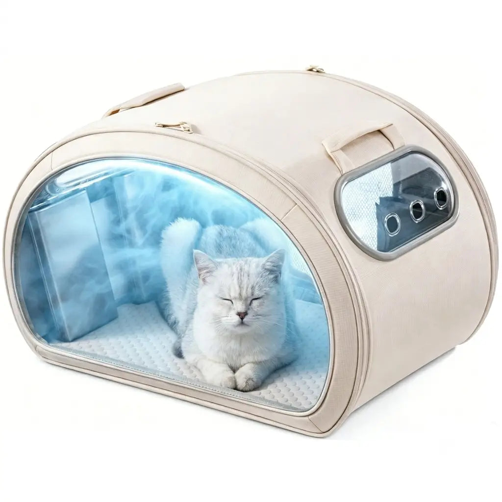 Pecute Pet Cooling House – Portable Cooling Cat & Dog Bed with Bubble Window, Detachable Cooling Mat, Insulated Design, Foldable Travel Pet Shelter for Small Pets