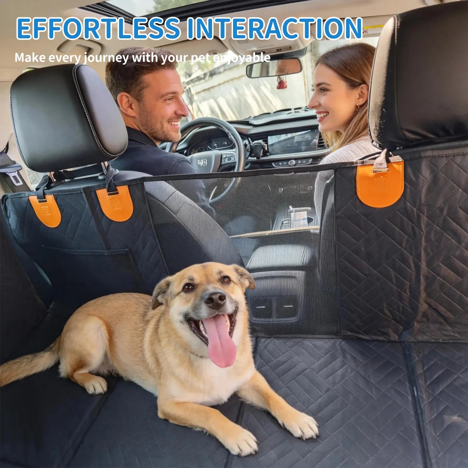 PETZOOKA Hard Bottom Dog Car Seat Cover – Back Seat Extender Hammock for Cars & SUVs, Waterproof Pet Travel Bed with Mesh Window for Dogs