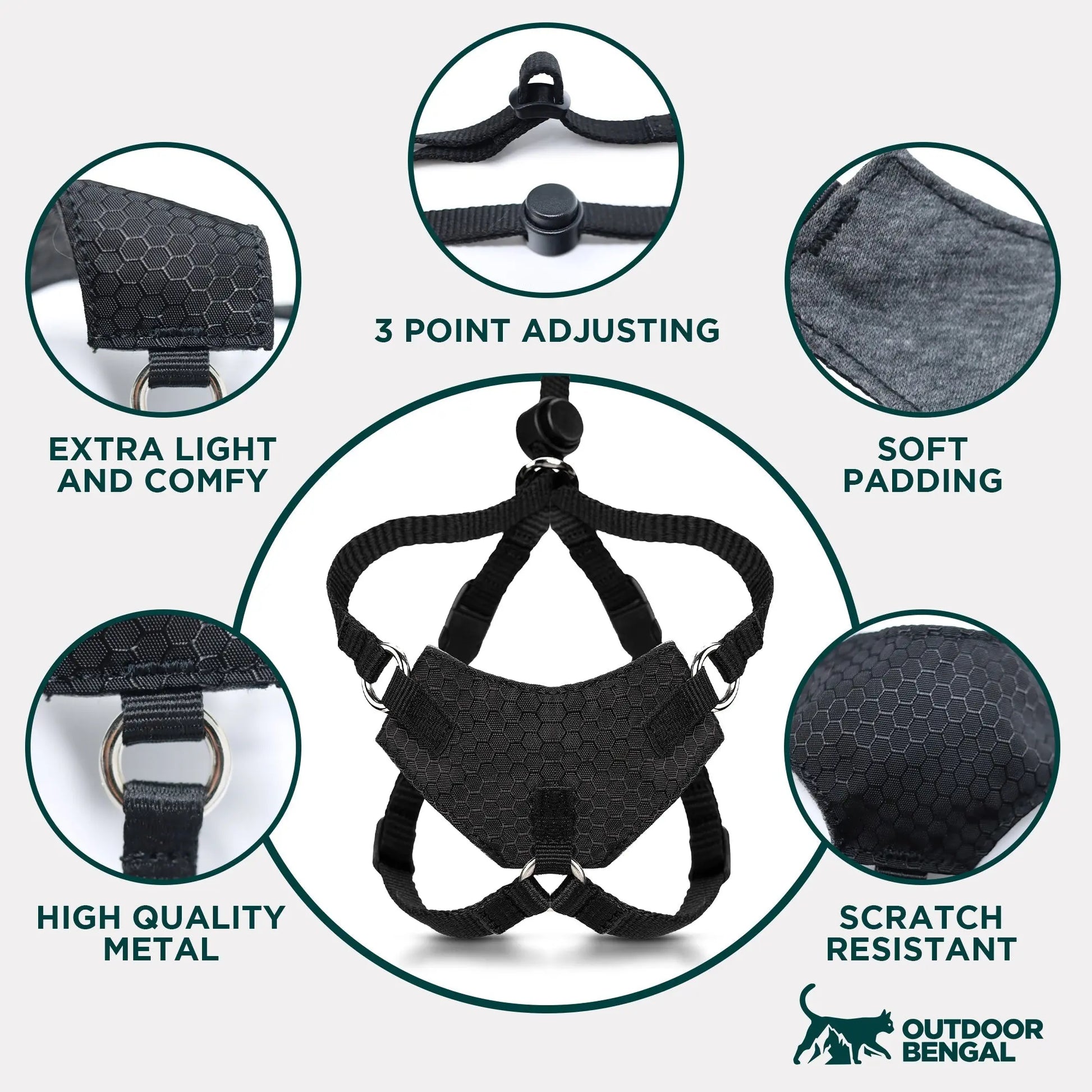 Houdini™ Escape-Proof Cat Harness & Leash Set – Adjustable Anti-Escape Vest Harness for Walking, Training & Outdoor Adventures (Comfort Fit, Secure Buckle Design)