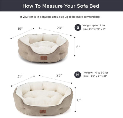 Calming Plush Pet Bed for Dogs & Cats – Ultra-Soft Washable Round Donut Bed with Non-Slip Bottom, Cozy Sleeping Bed for Puppies, Kittens & Small Pets (20")