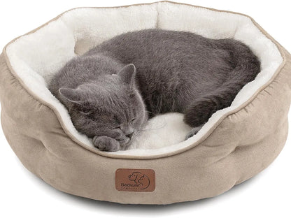 Calming Plush Pet Bed for Dogs & Cats – Ultra-Soft Washable Round Donut Bed with Non-Slip Bottom, Cozy Sleeping Bed for Puppies, Kittens & Small Pets (20")