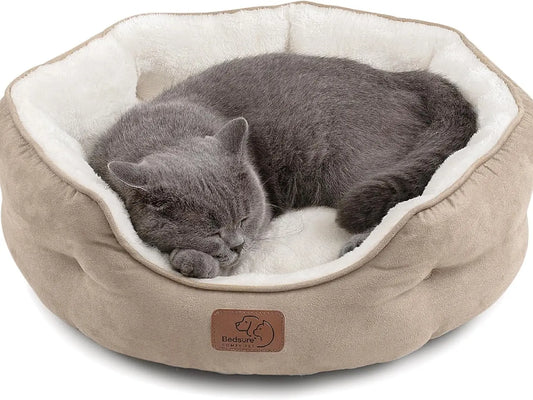 Calming Plush Pet Bed for Dogs & Cats – Ultra-Soft Washable Round Donut Bed with Non-Slip Bottom, Cozy Sleeping Bed for Puppies, Kittens & Small Pets (20")