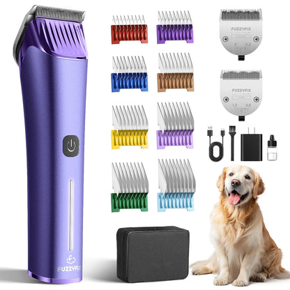 Fuzzyfix NOVA Cordless Dog & Cat Grooming Clippers – Professional Rechargeable Pet Hair Trimmer Kit, 5-in-1 Adjustable Blade, 2-Speed Quiet Motor with Metal Guide Combs (Dogs, Cats & Horses)