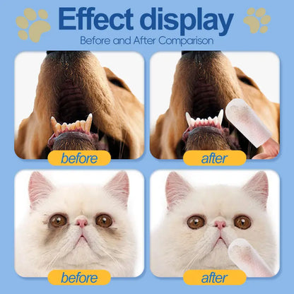 Pet Dental Cleaning Wipes for Dogs & Cats – No-Rinse Plaque & Tartar Remover (50 Count)