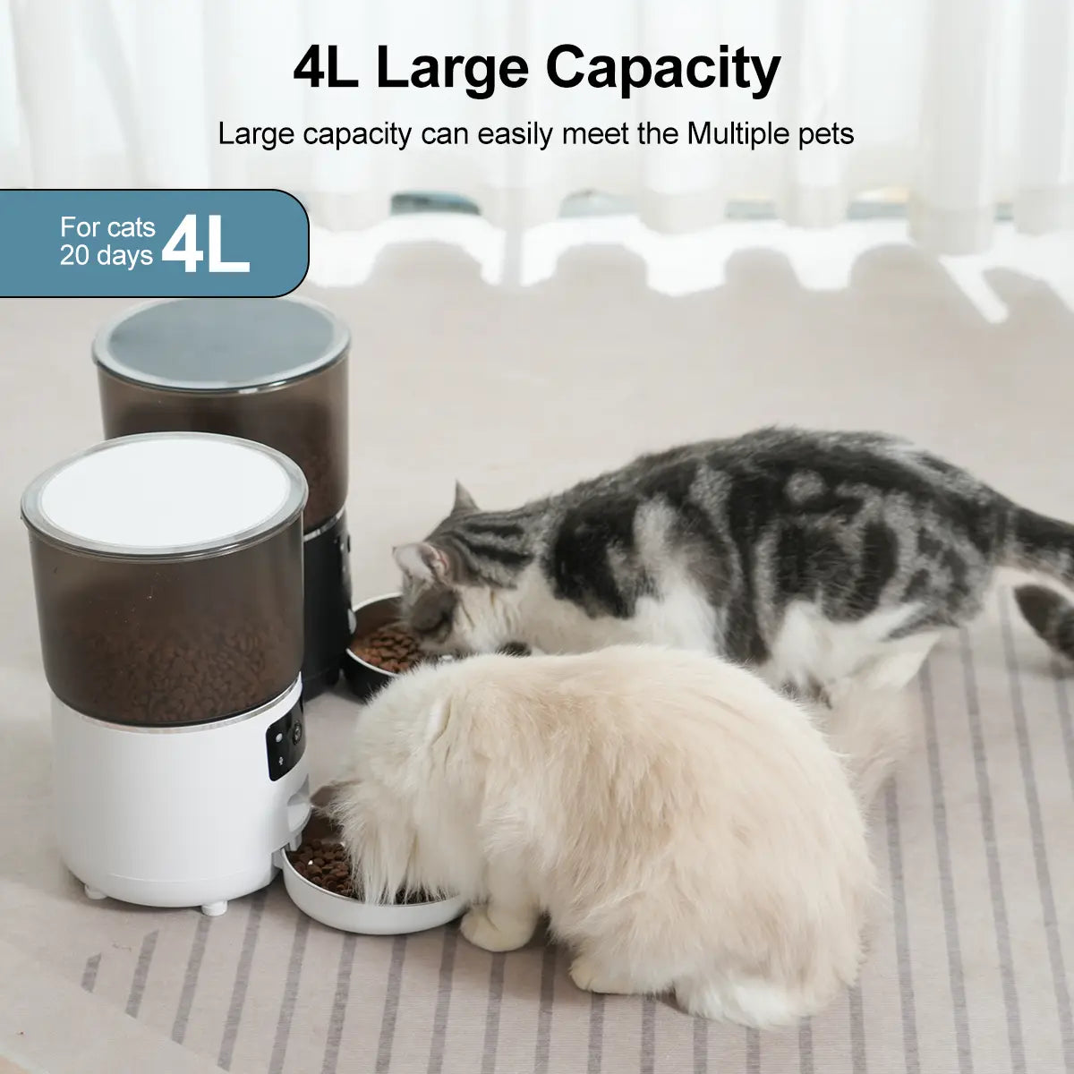Smart Automatic Pet Feeder with 1080P HD Camera & WiFi – 4L Timed Food Dispenser for Cats & Dogs | Two-Way Audio, Night Vision & Custom Meal Scheduling